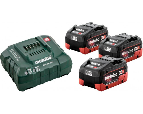 Набор аккумуляторов и зарядное устройство METABO 18 V Basic-Set 5.5 3х5,5 Ач LiHD 685074000
