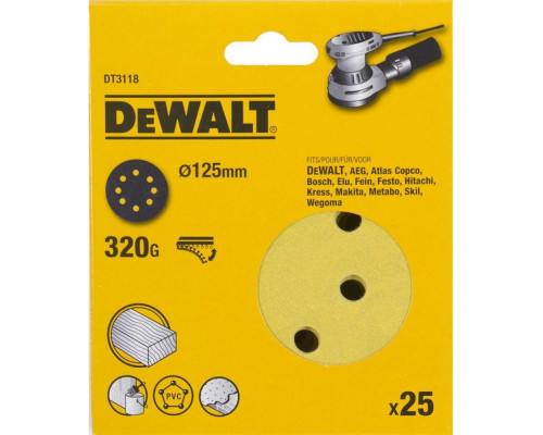 Круг шлифовальный на липучке DeWALT DT3118-QZ 125 мм, 8 отв. G320