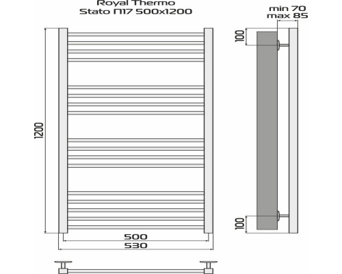 Полотенцесушитель ROYAL THERMO Stato black П17 500х1200 НС-1433977