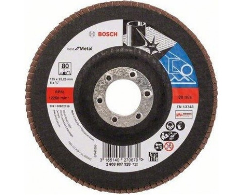 Круг лепестковый торцевой BOSCH 125 мм Р80 Best for Metal 2608607328