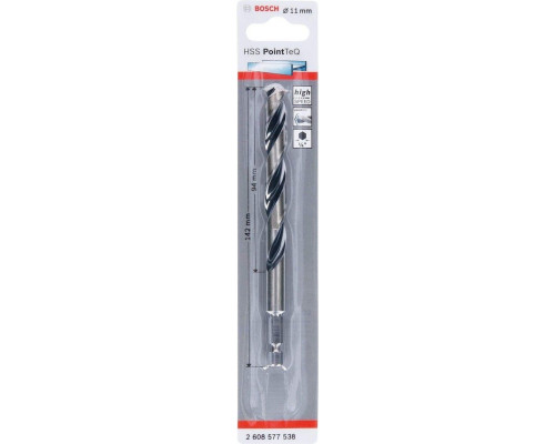 Сверло по металлу BOSCH 11,0 х 87/133 мм, HSS PointTeQ с шестигранным хвостовиком 2608577538