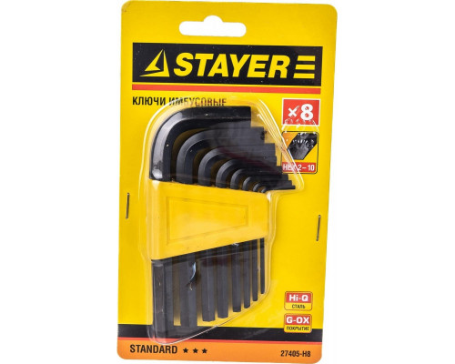 Набор ключей шестигранных STAYER STANDARD 2-10мм, 8 шт. 27405-H8
