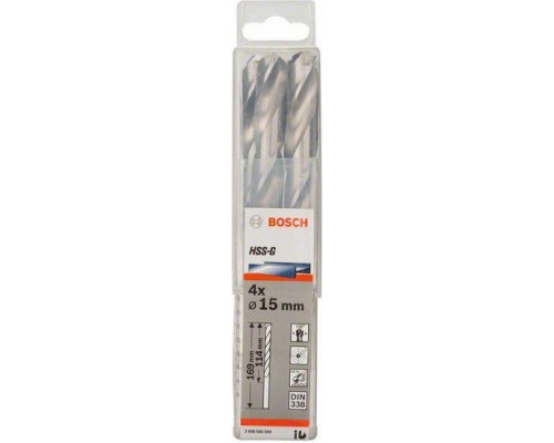 Сверла по металлу BOSCH HSG шлифованное 15.0 х 114/169 мм Ecoline (уп.4шт.) 2608585594