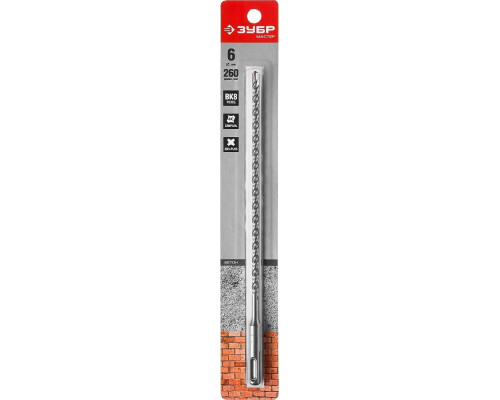 Бур SDS-plus ЗУБР МАСТЕР 6х260 мм 29315-260-06