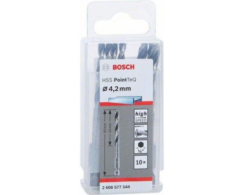 Сверло по металлу BOSCH 4,2 х 43/83 мм, HSS PointTeQ с шестигранным хвостовиком (10шт.) 2608577544