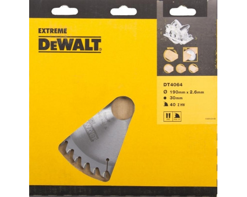 Пильный диск по дереву DeWALT 190х40тх30 мм. Extreme DT4064-QZ DT4064-QZ