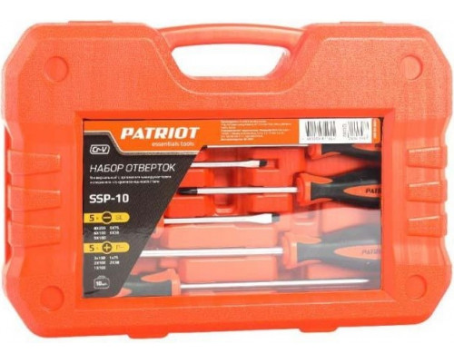 Набор отверток PATRIOT SSP-10, CR-V,пластиковый кейс 10шт 350003001