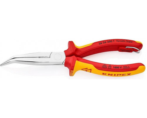 Длинногубцы диэлектрические KNIPEX 2626200TBK 200 мм с режущими кромками, хромированные KN-2626200TBK
