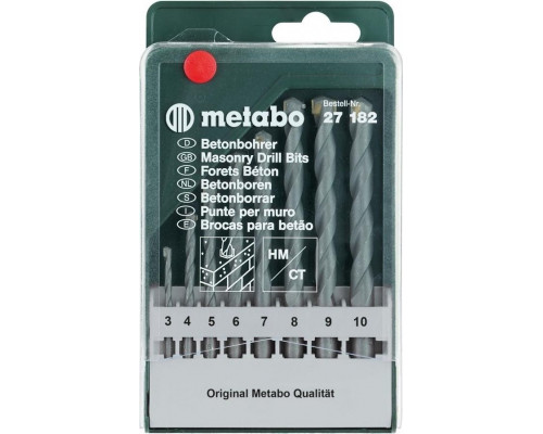 Набор сверл по бетону METABO 8 шт. (3-10 мм) НМ classic 627182000 627182000