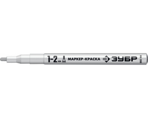 Маркер ЗУБР ПРОФЕССИОНАЛ МК-200 белый, круглый наконечник 1-2 мм (06326-8)