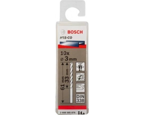 Сверла по металлу BOSCH HSS-CO кобальтовое 3.0 х 33/61 мм (уп.10шт) 2608585876