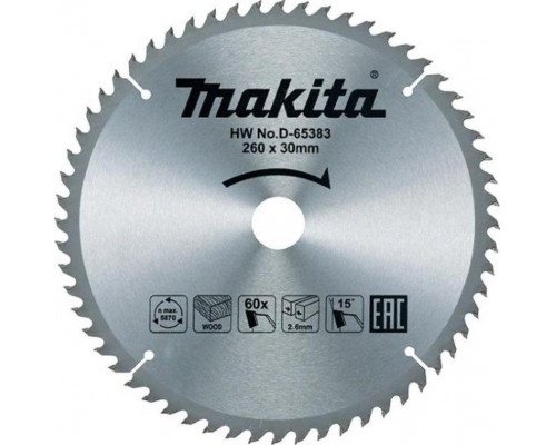 Пильный диск по дереву MAKITA 260x30x1,8x60T D-65383