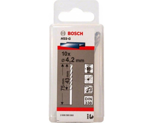 Сверло по металлу BOSCH HSS-G 4.2 мм 10шт 2608595060