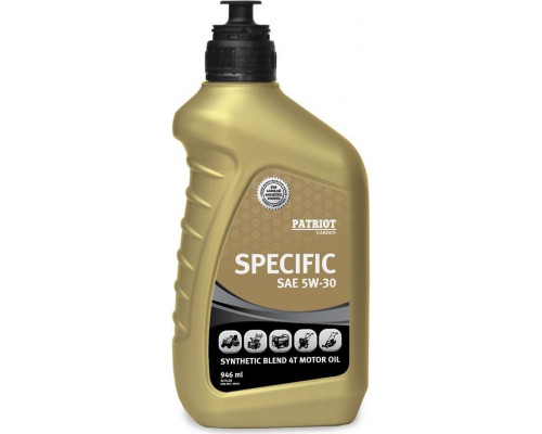 Масло для 4-тактных бензиновых двигателей PATRIOT SAE 5W30 SPECIFIC HIGH-TECH полусинт 0,946 л 850030595