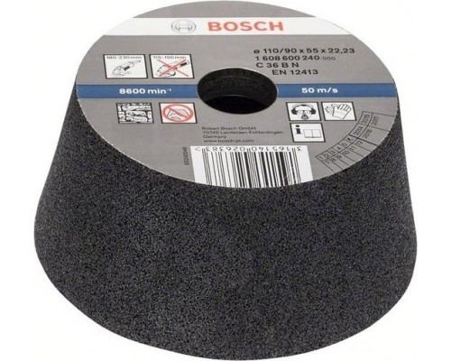 Чашка конусная шлифовальная по камню BOSCH 110х90х55 М14; P 36 1608600240