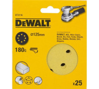 Круг шлифовальный на липучке DeWALT DT3116-QZ 125 мм, 8 отв. G180