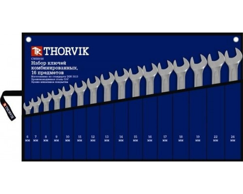 Набор комбинированных ключей THORVIK CWS0016, 16 предметов 6-24 мм, в сумке
