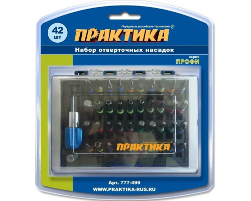 Набор насадок ПРАКТИКА Профи 42шт, 25 мм, ph, pz, sl, hex, torx, tri-wing 777-499