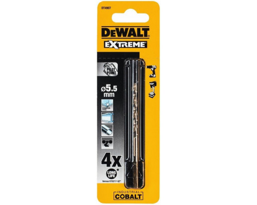 Сверло по металлу DeWALT 5,5 x 57 / 93 мм HSS-CO Extreme кобальтовое DT4907-QZ DT4907-QZ
