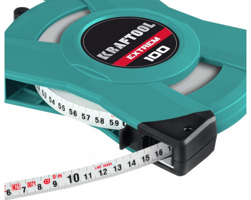 Рулетка геодезическая KRAFTOOL EXTREM 100 м стальная мерная лента 34185-100