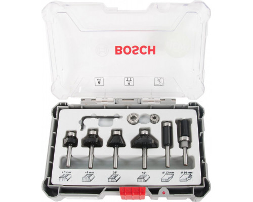 Набор фрез по дереву BOSCH 6 НМ-ФРЕЗ SET 6 мм-ХВ 2607017468