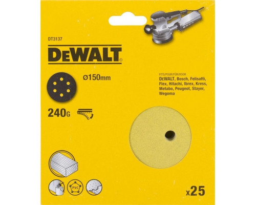 Круг шлифовальный на липучке DeWALT DT3137-QZ 150 мм, 6 отв. P240