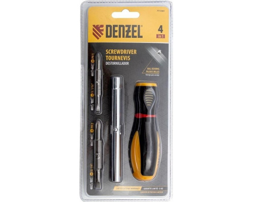 Отвертка с битами Denzel 7713381 комбинированная, sl3/16