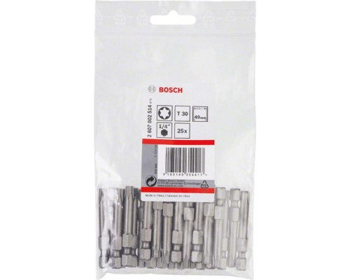 Бита для заворачивания BOSCH Extra Hard 49 мм T30 25шт 2607002514