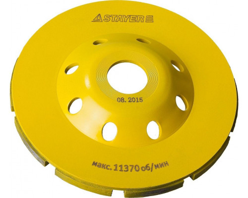 Алмазная чашка STAYER PROFESSIONAL сегментная двухрядная, высота 22,2мм, 125мм 33381-125