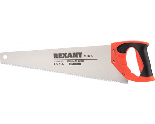 Ножовка по дереву REXANT Зубец 500 мм 7-8 tpi, каленый зуб 2d, двухкомпонентная рукоятка 12-8215