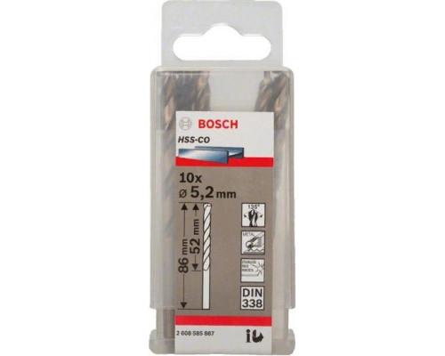 Сверло по металлу BOSCH HSS-CO 5.2 мм 10шт 2608585887