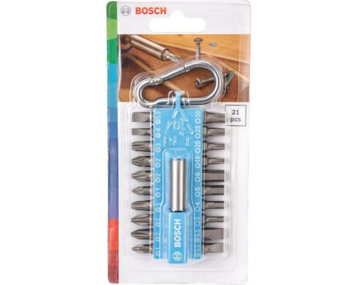 Набор бит BOSCH DIY 20 бит + держатель с карабином светло-синий 2607002822