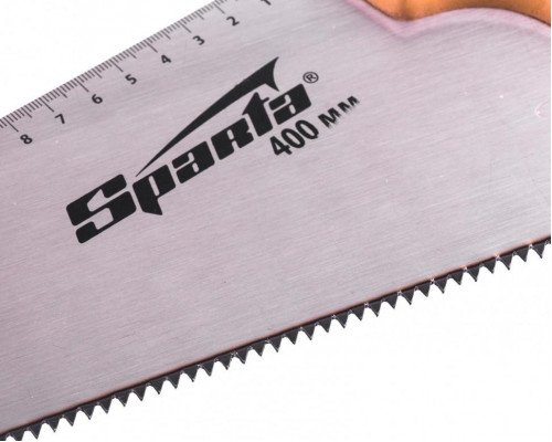 Ножовка по дереву Sparta 400 мм 7-8 трi, каленый зуб линейка, деревянная рукоятка 231855 231855