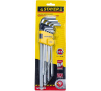 Набор ключей шестигранных STAYER HEX 1,5-10 длинные с шариком, 9 пр. 2741-H9-2