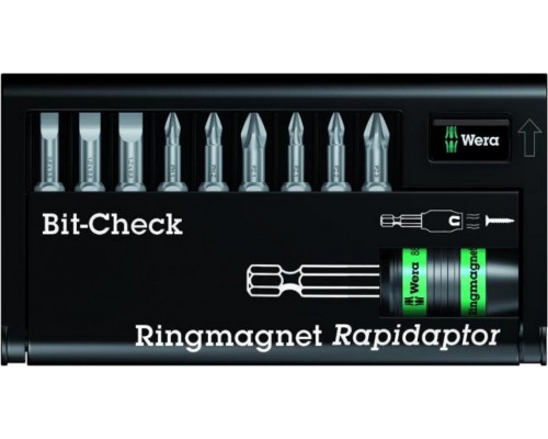Набор насадок WERA Bit-Check – Ringmagnet Rapidaptor 8800-9/TZ, WE-056378 WE-056378