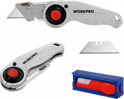 Нож складной WORKPRO WP211009 со сменными лезвиями и подсветкой