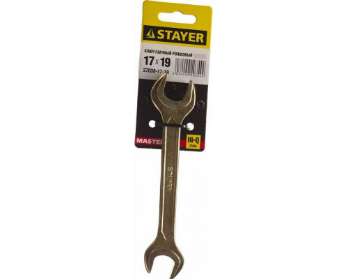 Ключ рожковый STAYER MASTER гаечный 17x19 мм, 27038-17-19
