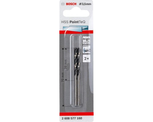Сверло по металлу BOSCH HSS PointTeQ 3.5 мм 2шт 2608577160