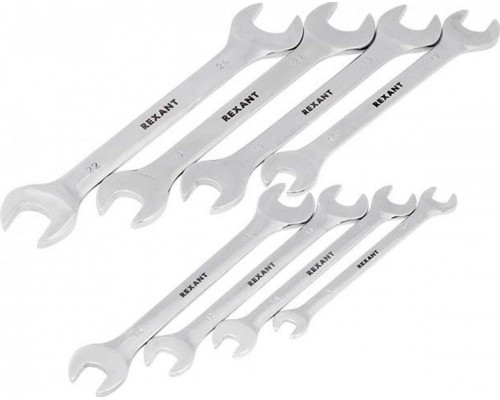 Набор рожковых ключей REXANT 12-5844, 8-24 мм, 8 шт., CRV