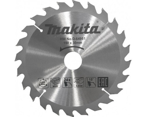 Пильный диск по дереву MAKITA 190x30x1.4x24T D-64951