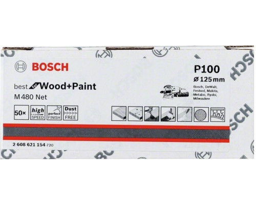 Круг шлифовальный на сетчатой основе BOSCH 125 мм G 100 Best for Wood+Paint PRO 2608621154