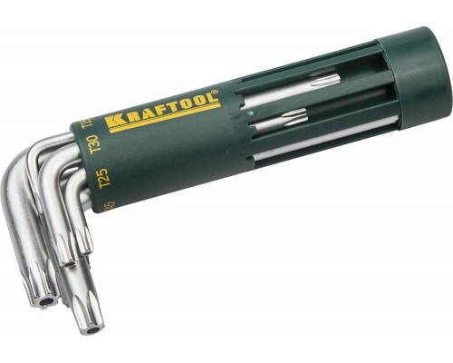 Набор ключей TORX KRAFTOOL Cr-Mo ключи имбусовые короткие, сталь, держатель-рукоятк 27433-1_z01