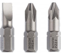 Бита для заворачивания BOSCH Extra Hard 25 мм S1.0х5.5/PH2/PZ2 3шт 2607001766