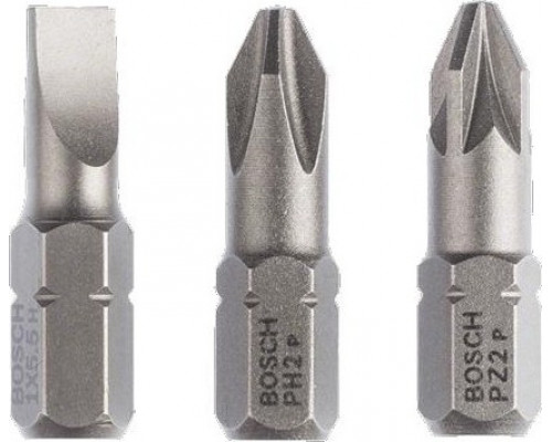Бита для заворачивания BOSCH Extra Hard 25 мм S1.0х5.5/PH2/PZ2 3шт 2607001766