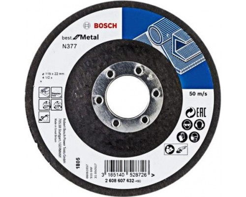 Шлифовальный круг по нержавеющей стали BOSCH 115х6х22 мм Best for Metal N377 2608607632