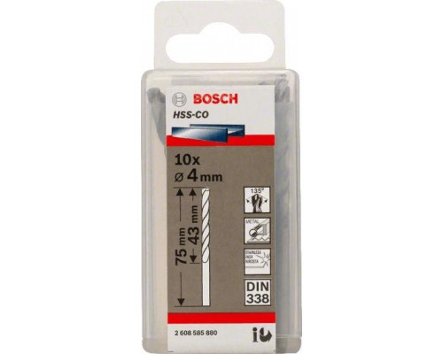 Сверло по металлу BOSCH HSS-CO 4 мм 10шт 2608585880