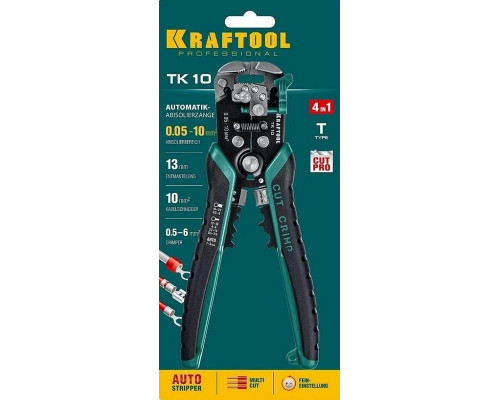 Инструмент для снятия изоляции KRAFTOOL ТК-10 автоматический многофункциональный, 0.05-10 мм2 22639
