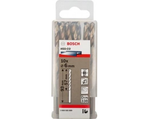 Сверла по металлу BOSCH HSS-CO кобальтовое 6.0 х 57/93 мм (уп.10шт) 2608585889