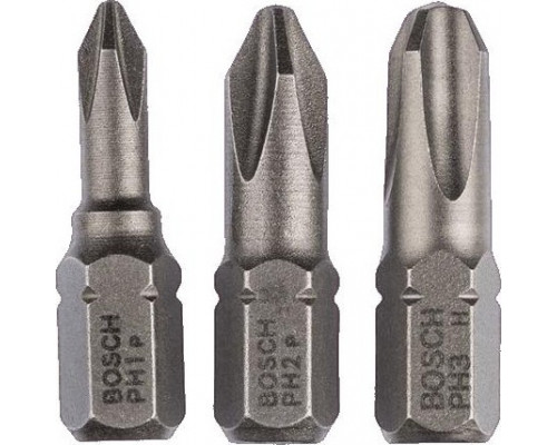 Бита для заворачивания BOSCH Extra Hard 25 мм PH/1/2/3 3шт 2607001752