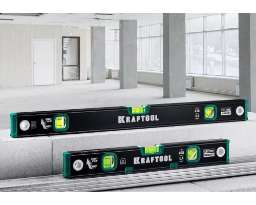 Уровень строительный KRAFTOOL 1200 мм, магнитный с зеркальным глазком 34785-120